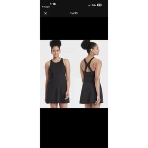 EUC TARGET All in Motion Black Tennis Dress S SHORTS GOLF RACERBACK POCKETS
